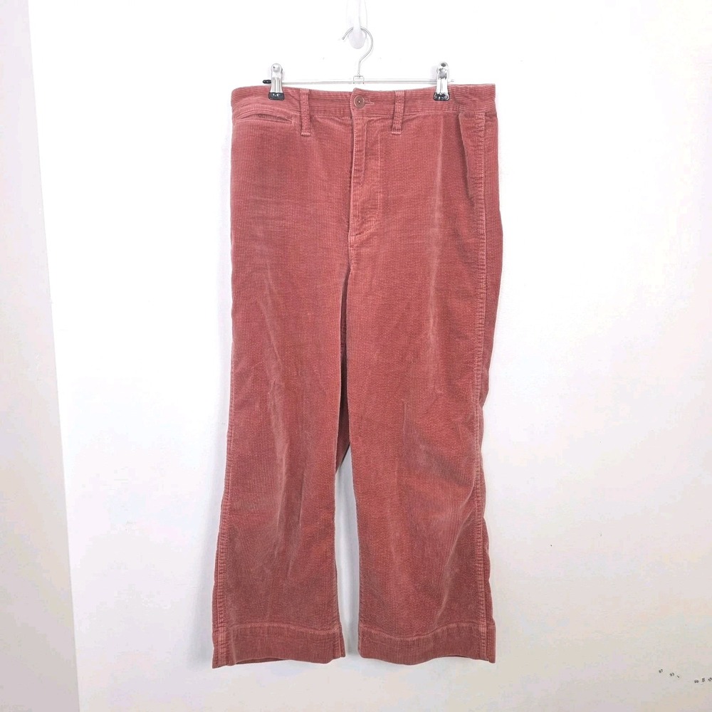 Madewell Slim Emmett Wide Leg Crop Corduroy Pants Womens Sz 28 Coral High Rise